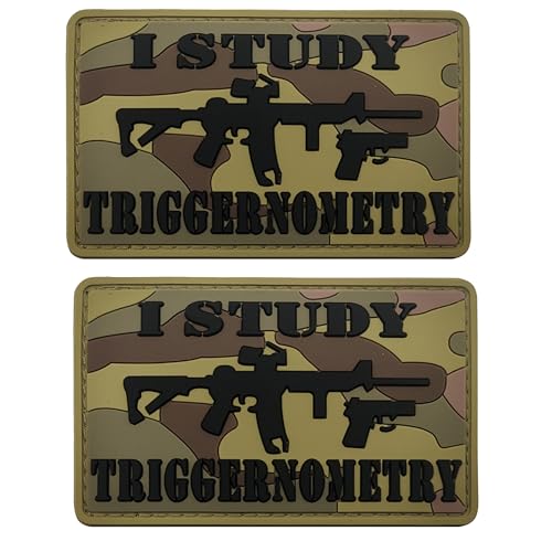 I Study Triggernometry PVC-Aufnäher, Militär-PVC-Gummi-Patches, Klettverschluss-Abzeichen, Nähapplikationen für Rucksäcke, Helme, taktische Ausrüstung, Khaki-Camoufiage-Muster von ODSP