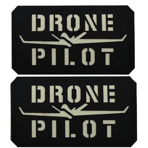 Leuchtet im Dunkeln Drohne Pilot Patch Lange Flügel Drohne Pilot Klettverschluss Rückseite Patches Taktische Emblem Abzeichen Dekorative Applikationen für Rucksäcke, Hüte, Helme von ODSP