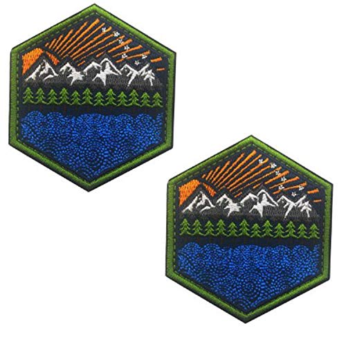 Mountains Nature Outdoor Adventure Explorer Souvenir Reise Urlaub bestickt Aufnäher – Wandern, Camping Kleidung Patches Emblem Applique Badge mit Klettverschluss auf der Rückseite für Jeans, Jacken, von ODSP