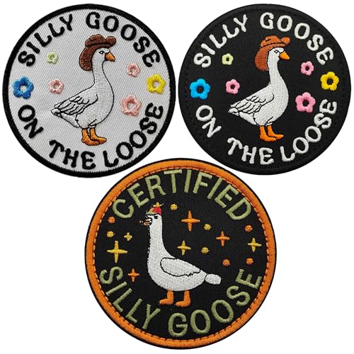 ODSP Zertifizierte Silly Goose Fastener Hook and Loop Backing Patches Appliques, Silly Goose On The Loose Embroidered Patch, Funny 3D Tactical Military Applique Humor Patch 3.15Inch, Bundle of 3 von ODSP