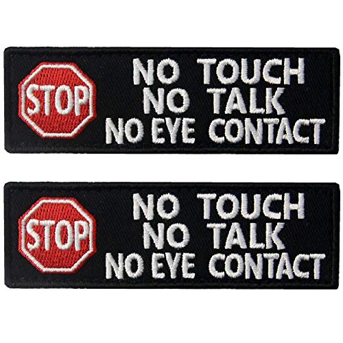 Service Dog No Touch No Talk Warnwesten / Geschirre Taktische Militär Moral Abzeichen Emblem Bestickter Verschluss Klettverschluss Applikationen 9,5 x 3,5 cm Blasen von 2 Stück von ODSP