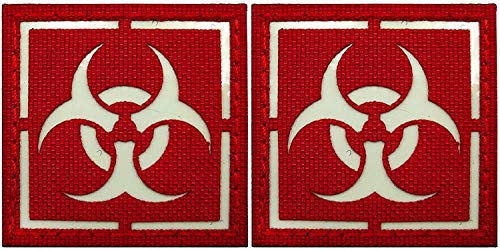 2 Stück leuchtende dunkle Biohazard-Patch-Aufkleber, Zombie Outbreak Response Team Resident Evil Military Moral Tactical Patches Badges Applikationen mit Klettverschluss Rückseite von ODSS