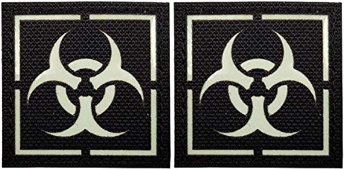 2 Stück leuchtende dunkle Biohazard-Patch-Aufkleber, Zombie Outbreak Response Team Resident Evil Military Moral Tactical Patches Badges Applikationen mit Klettverschluss Rückseite von ODSS