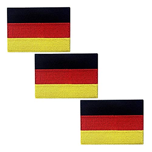 3 Pack Deutschland Flagge Patch Gesticktes Eisen auf Aufnähen Patch - Emblem Taktische Militärmoral Lustige Patches Abzeichen Applikationen mit Haken und Schlaufenrücken von ODSS