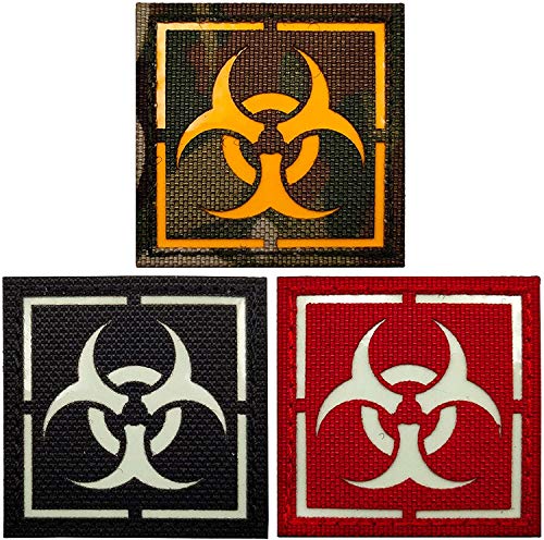 3 Stück leuchtende dunkle Biohazard-Patch-Aufkleber, Zombie Outbreak Response Team Resident Evil Military Moral Tactical Patches Badges Applikationen mit Klettverschluss Rückseite von ODSS