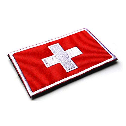 Aufnäher mit Schweiz-Flagge, bestickt, zum Aufbügeln oder Aufnähen – Emblem, taktische Militärmoral, lustige Flicken, Abzeichen, Applikationen mit Klettverschluss, Rückseite von ODSS