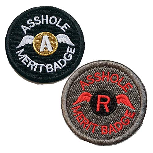 Bundle 2 teilig Arschloch Merit Badge Military Tactical Moral Funny Patches – 6,3 cm Zoll Durchmesser 1 von ODSS