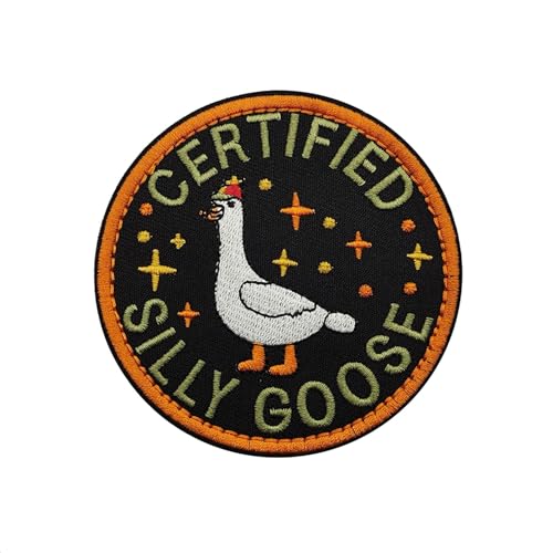 Certified Silly Goose Embroidered Patch, Funny Goose Hook and Loop Patch, Cute Animal Meme Morale Patch, DIY Applique Accessories for Backpacks, Dog Harnesses, Army Vests, Gym Bags, Hats, Helme von ODSS