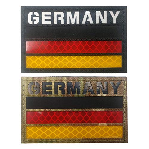 Deutschland Reflektierende IR-Flagge Patch Militärische Taktik Moral Patch Europa Abzeichen Emblem Applique Patches Aufbügeln auf Kleidung Rucksack Zubehör mit Hook & Loop Black Camo von ODSS