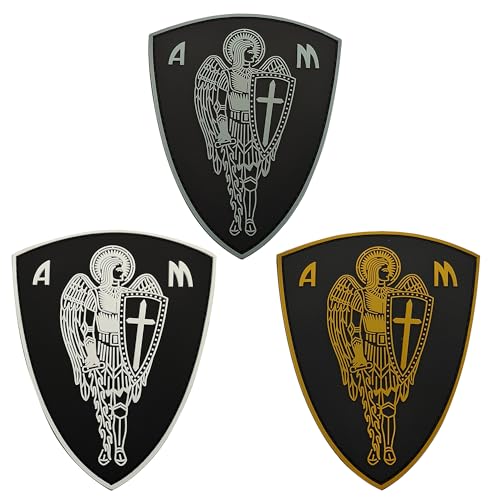 Erzengel St. Michael Saint Cross Schwert Schild Schutz 3D PVC Gummi Patches mit Verschluss Klettverschluss Rückseite Taktische Militär Moral Armband Emblem Abzeichen Dekorative Applikationen von ODSS