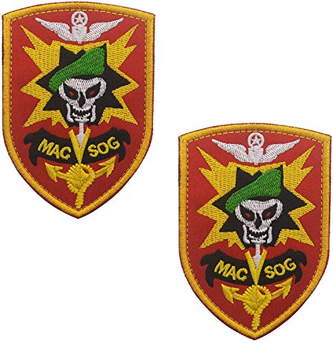 Mac SOG Vietnam-Totenkopf-Logo, besticktes Abzeichen, Klettverschluss, 9 x 6,3 cm, 2 Stück von ODSS