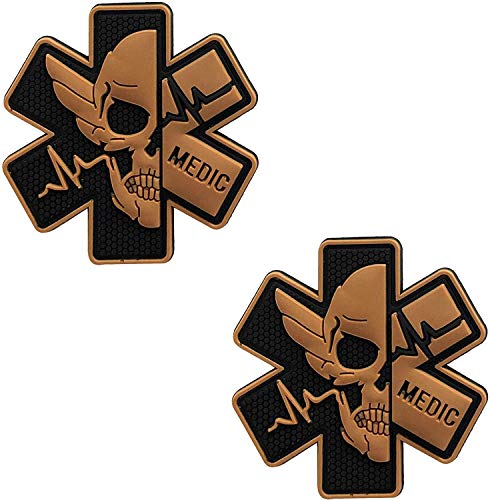 Medic Rubber 3D PVC Patch Medizinischer Sanitäter Taktische Moral Badge Patches Hakenverschluss Rückseite 7,5 x 7,5 cm Blasen von 2 Stück Schwarz / Gelb von ODSS