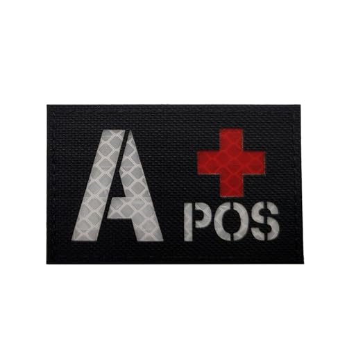 ODSS A Positive Blood Type Luminous Patches Glow in The Dark IR Infrarot Reflective Laser Cut Blood Type A+ Pos Appliques, Tactical Military Moral Badges Fastener Hook and Loop Backing von ODSS