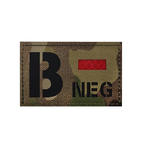 ODSS B Negative Blood Type Luminous Patches Glow in The Dark IR Infrarot Reflective Laser Cut Blood Type B - Neg Appliques, Tactical Military Moral Badges Fastener Hook and Loop Backing von ODSS