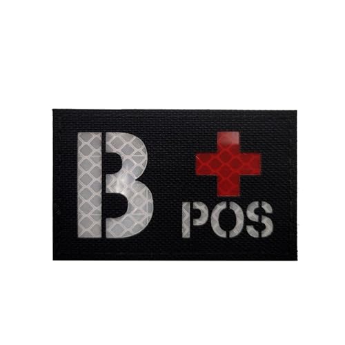 ODSP B Positive Blood Type Luminous Patches Glow in The Dark IR Infrarot Reflective Laser Cut Blood Type B+ Pos Appliques, Tactical Military Moral Badges Fastener Hook and Loop Backing von ODSS