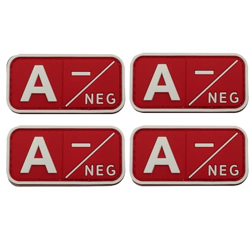 ODSS A Negative Blood Type Patch A Neg, Tactical Moral Blood Type A - Negative Neg PVC Rubber Patches Applikationen Verschluss Klettverschluss Rückseite von ODSS