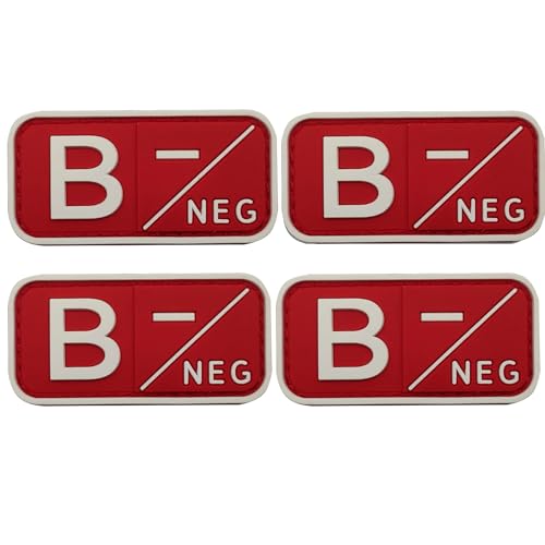 ODSS B Negative Blood Type Patch B Neg, Tactical Moral Blood Type B - Negative Neg PVC Rubber Patches Appliques Fastener Hook and Loop Backing von ODSS