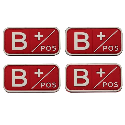 ODSS B Positive Blood Type Patch B Pos, Tactical Moral Blood Type B+ Positive Pos PVC Rubber Patches Appliques Fastener Hook and Loop Backing von ODSS