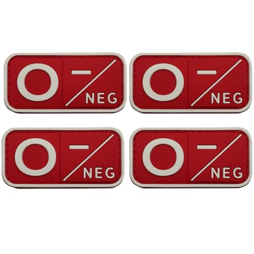 ODSS O Negative Blood Type Patch O Neg, Tactical Moral Blood Type O - Negative Neg PVC Rubber Patches Appliques Fastener Hook and Loop Backing von ODSS