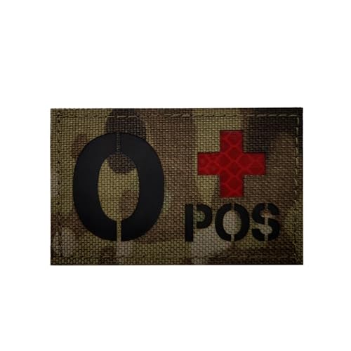 ODSS O Positive Blood Type Luminous Patches Glow in The Dark IR Infrarot Reflective Laser Cut Blood Type O+ Pos Appliques, Tactical Military Moral Badges Fastener Hook and Loop Backing von ODSS