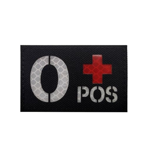 ODSS O Positive Blood Type Luminous Patches Glow in The Dark IR Infrarot Reflective Laser Cut Blood Type O+ Pos Appliques, Tactical Military Moral Badges Fastener Hook and Loop Backing von ODSS