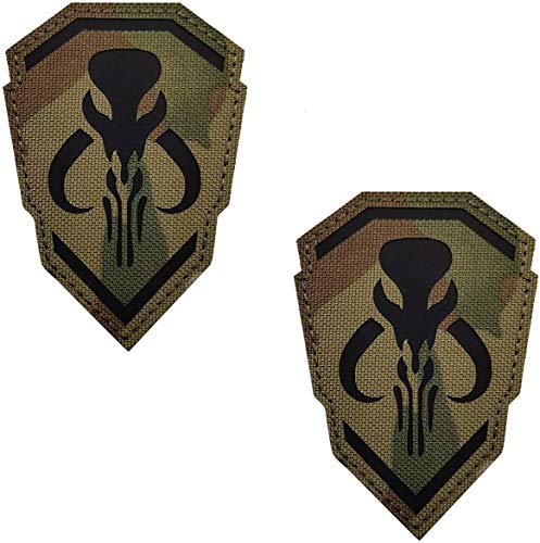 Reflektierender Mythosaurier-Aufnäher – IR Infrarot Mandalorian Tactical Military Moral Emblem Patches mit Klettverschluss Rückseite 9,5 x 6,5 cm, 2 Stück von ODSS