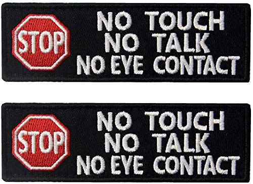 Warnweste/Geschirr mit Aufschrift „Service Dog No Touch No Talk“, taktische Militär-Morale-Abzeichen, bestickt, Klettverschluss, 10 x 3 cm, 2 Stück von ODSS