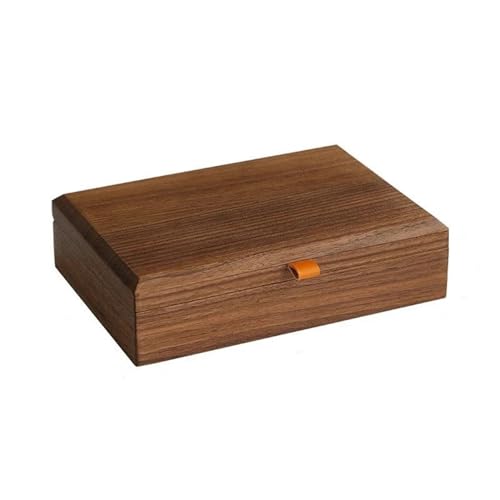 ODUHBFE Ringbox Frau Schmuckschatulle Organizer Ohrringe Schlüsselanhänger Armband Ringe Halskette Perlen Ringe Aufbewahrungsbox Walnuss Holz Große Box Ringboxen für Schmuck von ODUHBFE