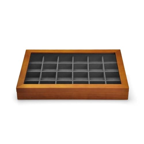 ODUHBFE Ringbox Schmuckschatulle Organizer Holz Große Schmuckschatulle Boxen mit durchsichtigem Deckel Holz Stapelbare Aufbewahrungsbox Massivholz Schmuck Ringboxen für Schmuck von ODUHBFE