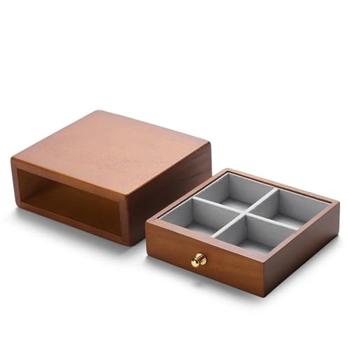 ODUHBFE Ringbox aus Massivholz, Aufbewahrungsbox für Ringe, Halsketten, Ohrringe, Armbänder, Anhänger, Schmuck-Organizer, Etui, Damen, Schmuck-Sammelbox, Ringboxen für Schmuck von ODUHBFE