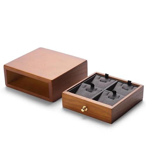 ODUHBFE Ringbox aus Massivholz, Aufbewahrungsbox für Ringe, Halsketten, Ohrringe, Armbänder, Anhänger, Schmuck-Organizer, Schmuck-Sammelbox, Ringboxen für Schmuck von ODUHBFE