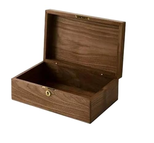 ODUHBFE Ringbox aus Walnussholz, Vintage-Aufbewahrungsbox für den Schreibtisch, für Diverse Kosmetika, kreatives Schloss, Schmuckschatulle aus Massivholz, Ringboxen für Schmuck von ODUHBFE