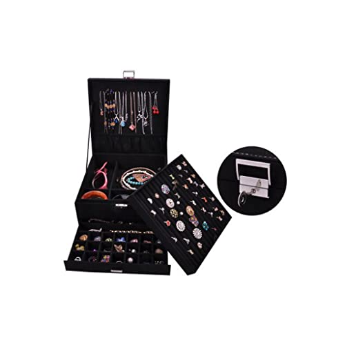 ODUHBFE Schmuck-Organizer, 3-lagige Schmuckschatulle, Aufbewahrungsbox für Halsketten, Ringe, Armbänder, Ohrringe, Uhren, Schmuckaufbewahrungsbox, Samt-Schmuckschatulle, Schmuck von ODUHBFE