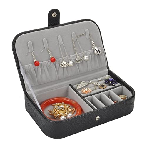 ODUHBFE Schmuck-Organizer, Schmuckschatulle, Leder-Schmuckschatulle, Damen, Reise-Schmucketui, tragbare kleine Schmuck-Organizer-Box für Ringe, Ohrringe, Halsketten, Schmucketui, von ODUHBFE