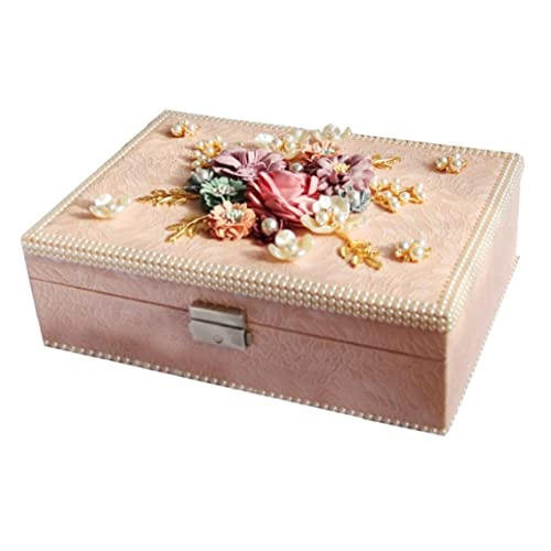 ODUHBFE Schmuck-Organizer, Schmuckschatulle, Schmuckschatulle im europäischen Stil, Schmuckschatulle aus PU-Leder, Schmuck-Organizer, Prinzessinnen-Ohrring-Box, Ohrringe, Schmuck von ODUHBFE