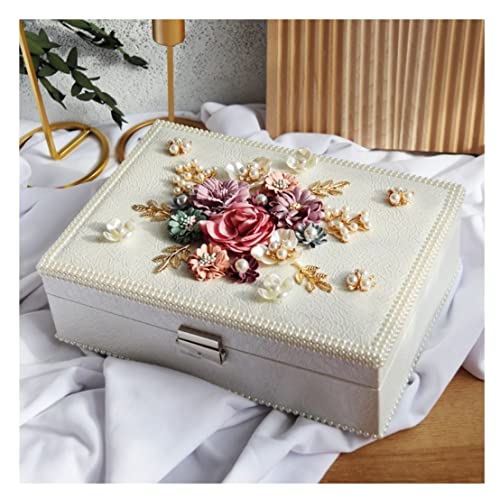 ODUHBFE Schmuck-Organizer, Schmuckschatulle, Schmuckschatulle im europäischen Stil, Schmuckschatulle aus PU-Leder, Schmuck-Organizer, Prinzessinnen-Ohrring-Box, Ohrringe, Schmuck von ODUHBFE