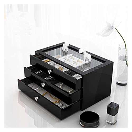 ODUHBFE Schmuck-Organizer, Schmuckschatulle, mehrschichtige Ohrringe, Halsketten und Ringe, Aufbewahrungsbox mit großem Fassungsvermögen, leichte Luxus- und High-End-Acrylbox, Sc von ODUHBFE