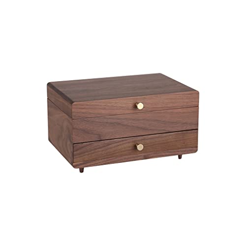 ODUHBFE Schmuck-Organizer Schmuckkoffer Schmuckschatulle Aufbewahrungsbox aus Holz Retro-Box mit Halskettenhaken Ring Ohrring Halskette Armband Aufbewahrungsbox Eingebauter Flan von ODUHBFE