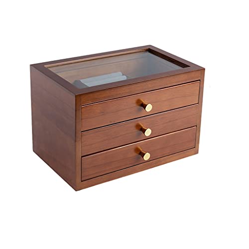 ODUHBFE Schmuckschatulle, Organizer, Holz, Schmuckaufbewahrungsbox, Damen, Retro-Schmuckschatulle, Aufbewahrungsbox, Ohrstecker-Schmuckschatulle, Schmuck-Organizer, klein von ODUHBFE