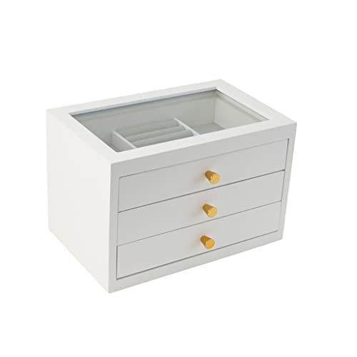 ODUHBFE Schmuckschatulle, Organizer, Holz, Schmuckaufbewahrungsbox, Damen, Retro-Schmuckschatulle, Aufbewahrungsbox, Ohrstecker-Schmuckschatulle, Schmuck-Organizer, klein von ODUHBFE