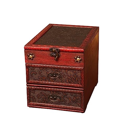 ODUHBFE Schmuckschatulle, Organizer, Retro, chinesische Ankleidebox, antiker antiker Schmuck, Kosmetik, Schmuckschatulle mit Spiegel, Aufbewahrungsbox, Schmuck-Organizer, klein von ODUHBFE