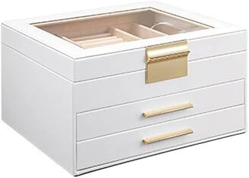 ODUHBFE Schmuckschatulle mit Schublade, große Kapazität, Aufbewahrungsbox für Ringe, Halsketten, Ohrringe, Handschmuckschatulle, Schmuck-Organizer-Box von ODUHBFE