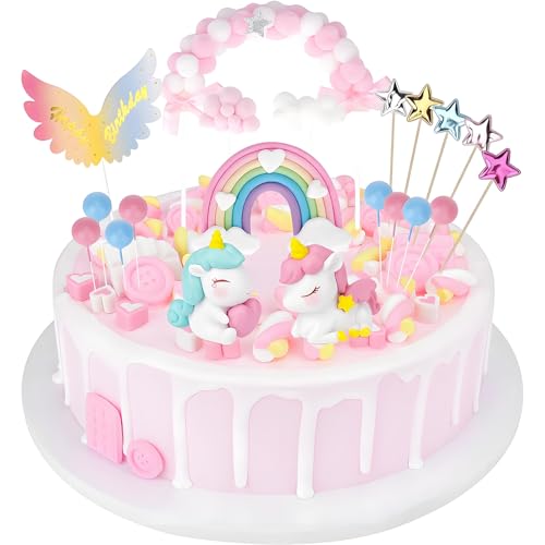 OEEYYT 20 Stück Kuchen Deko Geburtstag Regenbogen Tortendeko Happy Birthday Tortendeko Tortendeko Mädchen von OEEYYT