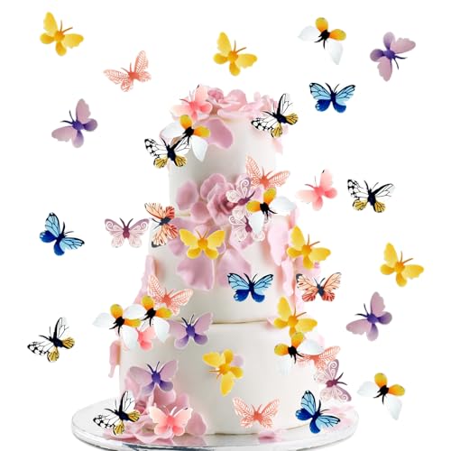 OEEYYT Tortendeko Schmetterling Buntes Torten Deko Schmetterlinge Cupcake Topper für Hochzeit Geburtstag Party (72pcs Gemischte Farbe Schmetterlinge) von OEEYYT