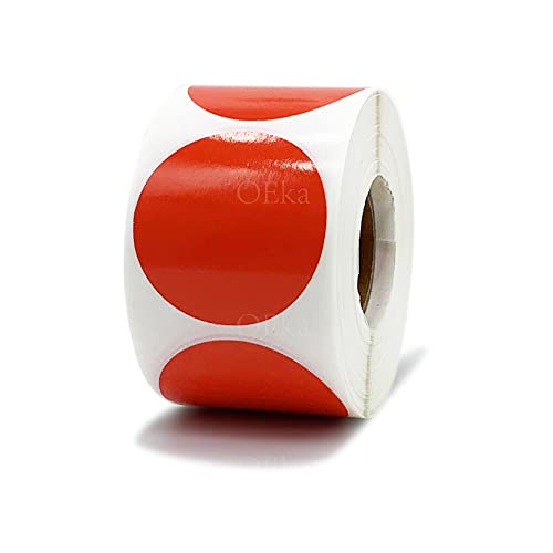 OEka Runde Thermodirekt-Etiketten, blanko, Adress-Etiketten, 3,8 cm, 500 Stück/Rolle, kompatibel mit Rollo- und Zebra-Desktop-Druckern (1 Rolle, rot) von OEka