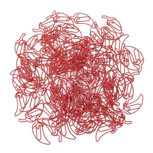 100 Stück Büro-Büroklammern, kreativ geformte Büroklammern, niedliche pfefferförmige Büroklammern aus Edelstahl für Dokumente, Lesezeichen, Einladungen, Karten, Fotos von OFFAXE
