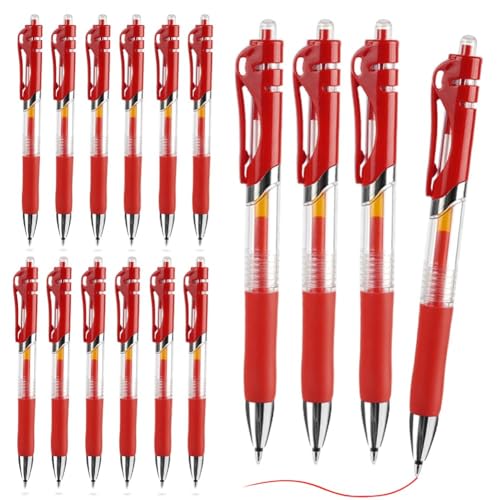 OFFCUP 0.5mm Rot Gelstifte, 16pcs Kugelschreiber Einziehbare Rollerball-Stifte Schnelltrocknend ergonomische Gelschreiber Großraumine Gehäuse rutschfeste Griffzone von OFFCUP