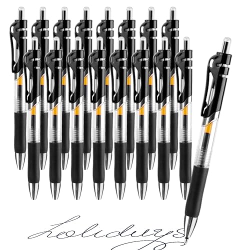 OFFCUP 0.5mm Schwarze Gelstifte, 16pcs Kugelschreiber Einziehbare Rollerball-Stifte Schnelltrocknend ergonomische Gelschreiber Großraumine Gehäuse rutschfeste Griffzone von OFFCUP