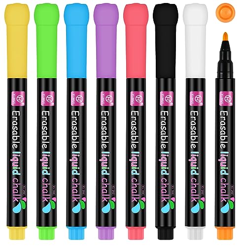 OFFCUP Abwischbar Whiteboard Marker, 8 Farben Whiteboard Stifte, Bunt Fensterstifte non Permanent Marker flüssig Kreidemarker für Fenster & Tafel Fensterkreide Stifte Glasmalstifte Tafelstift von OFFCUP