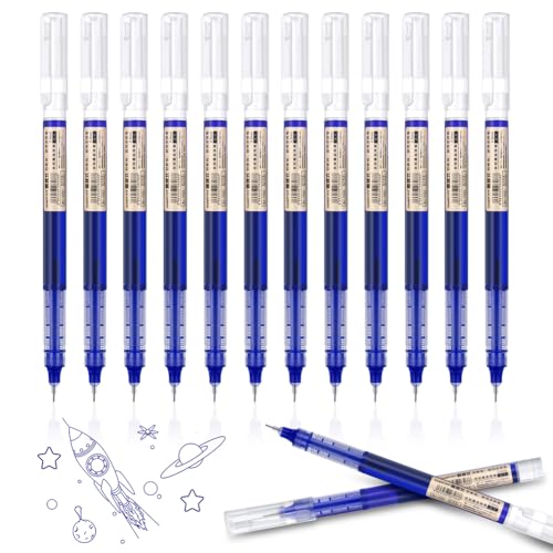 OFFCUP Gelschreiber 0.5mm, 12pcs Blau Gel-Tintenstifte, transparent japanischer Stil Gelschreiber, extra feine Spitze Blau Gel Kugelschreiber Schnell Trocknende Tinte von OFFCUP